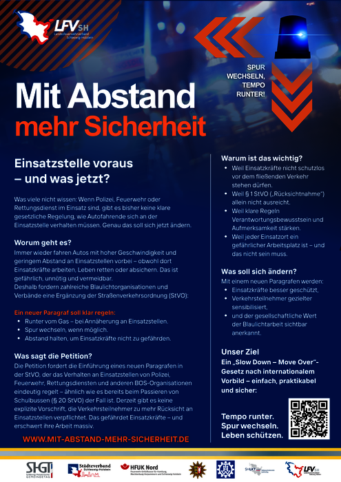 „Mit Abstand mehr Sicherheit“ – Petition des Landesfeuerwehrverbandes Schleswig-Holstein und deren Partnern, Foto 1