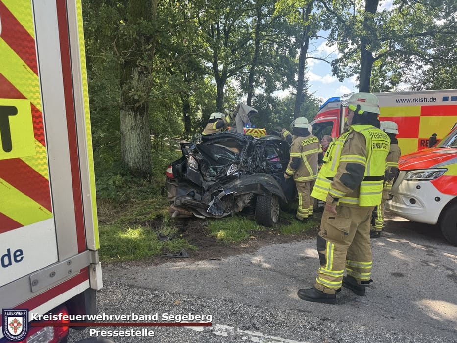 Einsatz: Schwerer Verkehrsunfall mit LKW und zwei PKW auf der B206 Höhe Bad Bramstedt, Foto 1